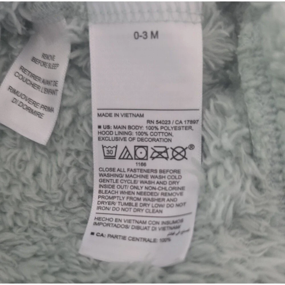Old Navy Unisex Green Monster Hooded Infant Halloween Costume 0-3 Months Baby